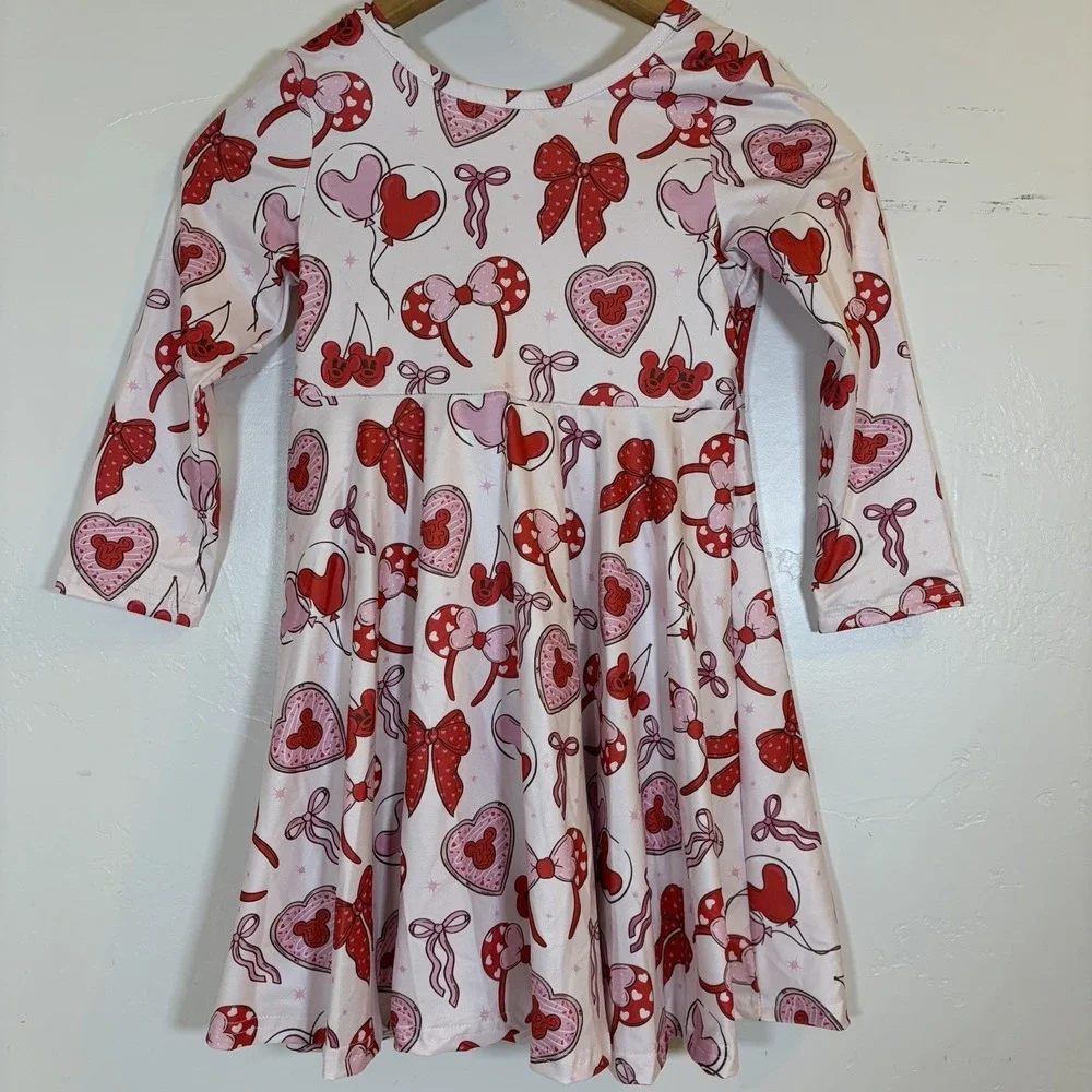 Girls 6 Years Minnie Mouse Mickey‎ Mouse Dress Disney Hearts I Love You Bows